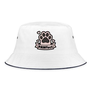 Pfote Pawfect Banner Textfeld - Bucket Hat - Weiß/Navy - Vorne
