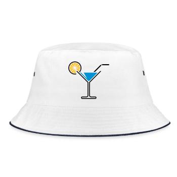 Cocktail / Cocktail Glass / Martini + (Light Blue) - Bucket Hat - white/navy - Front