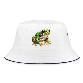 Geometric Frog Mosaic - Bucket Hat - white/navy - Front