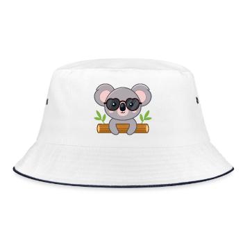 Chic koala on log with glasses - Bucket Hat - white/navy - Front