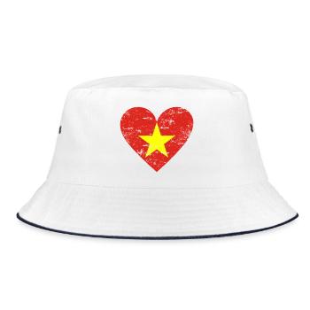 Vietnam Heart Used - Bucket Hat - Weiß/Navy - Vorne