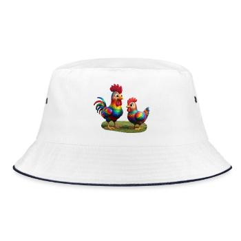Coq avec poule - Bob - blanc/marine - Devant