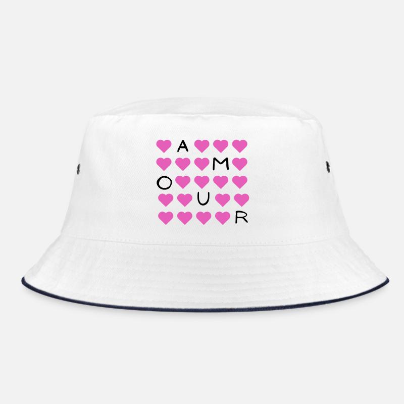 Pink Heart Grid Pattern Bucket Hat