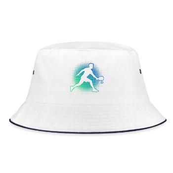 Geschenkidee für Pickleball Fan mit Pickleball Fan - Bucket Hat - Weiß/Navy - Vorne