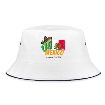 Cactus vintage du Mexique avec drapeau et sombrero - Bob - blanc/marine - Devant