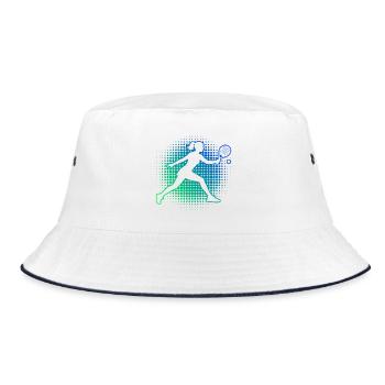 Padel Ausrüstung Geschenkidee für Padel Bälle Fans - Bucket Hat - Weiß/Navy - Vorne