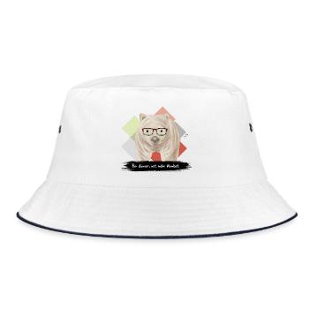 JvG Wombat "Bin dünner, net mehr Wombat." - Bucket Hat - Weiß/Navy - Vorne