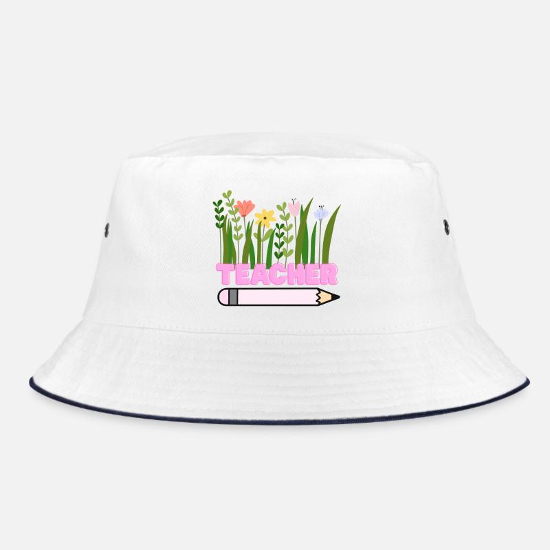 Teacher flowers with pencil Bucket Hat