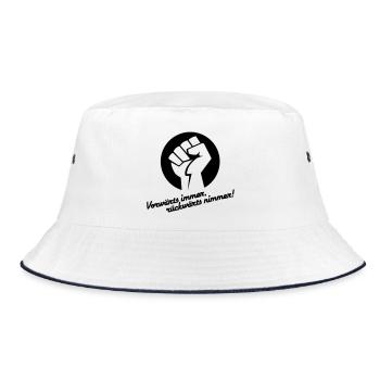 Vorwärts immer rückwärts nimmer v.1 - Bucket Hat - Weiß/Navy - Vorne