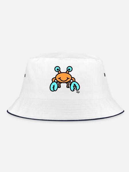 Krebs groß - Bucket Hat - Weiß/Navy - Vorne