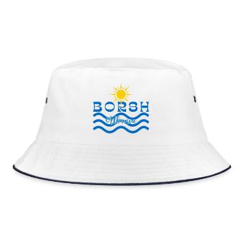 Borsh Albania Beach Wave Logo - Bucket Hat - white/navy - Front