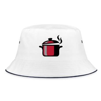 Cooking Pot Cooking Chef Restaurant Logo - Bucket Hat - white/navy - Front