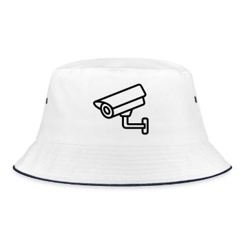Überwachungskamera - Bucket Hat - Weiß/Navy - Vorne