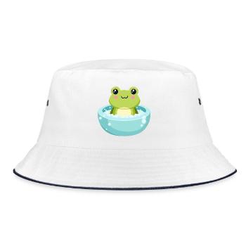Frog in a bubble bath - Bucket Hat - white/navy - Front