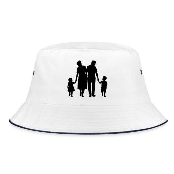Familie Silhouette Liebe Kinder Eltern Mama Papa - Bucket Hat - Weiß/Navy - Vorne