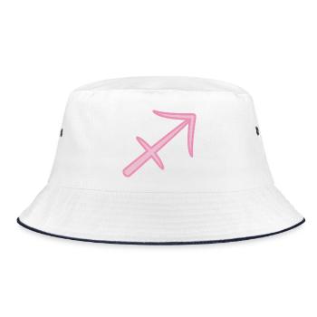 Sagittarius Zodiac Sign Symbol Pastel Pink - Bucket Hat - white/navy - Front