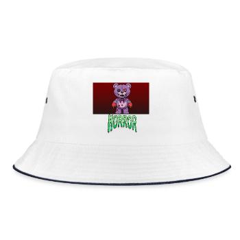 Teddybär aus dem Horrorfilm - Bucket Hat - Weiß/Navy - Vorne