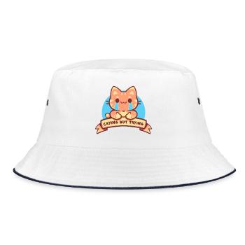 Crying but Trying - Bucket Hat - white/navy - Front
