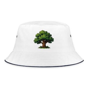 Alter Baum im Waldduft - Bucket Hat - Weiß/Navy - Vorne