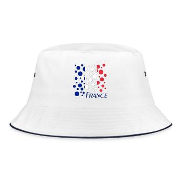 French Circle Dots Pattern - Bucket Hat - white/navy - Front