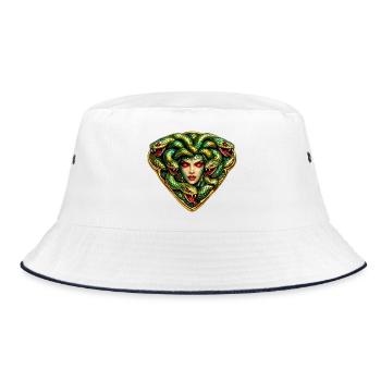 Medusa Snake Head - Bucket Hat - white/navy - Front