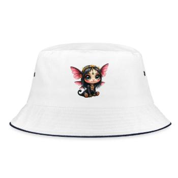 Chibi-Schmetterlingsfee mit Juwelen - Bucket Hat - Weiß/Navy - Vorne