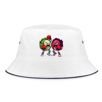 Boxing Cabbages - Bucket Hat - white/navy - Front