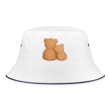 Cuddly Bears Friendship Cohesion Animal Motif - Bucket Hat - white/navy - Front