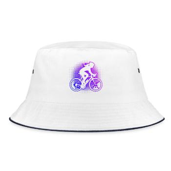 Road Cycling Gift Idea for Road Cyclists - Bucket Hat - white/navy - Front