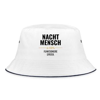 Zu 100% Ich – Ehrliches Statement - Bucket Hat - Weiß/Navy - Vorne