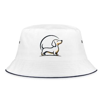 Dachshund line art in sunlight - Bucket Hat - white/navy - Front
