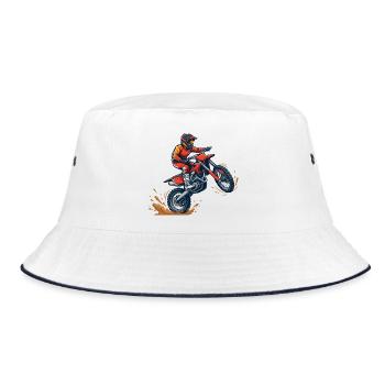 Motocross rider in the dust vortex - Bucket Hat - white/navy - Front