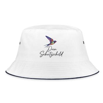 Dein Schutzschild – bunter Geometrie-Vogel - Bucket Hat - Weiß/Navy - Vorne