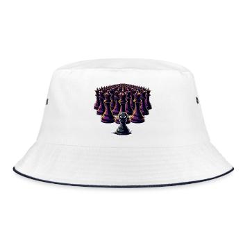 Einsamer Bauer gegen Königsheer - Bucket Hat - Weiß/Navy - Vorne