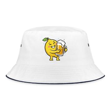 Radler Beer Lemon Funny Lemon Character - Bucket Hat - white/navy - Front