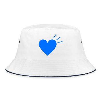 Blue Heart Shine | Minimal Design - Bucket Hat - white/navy - Front