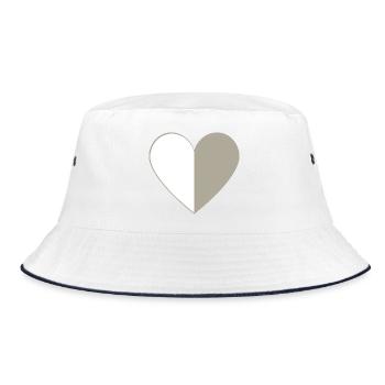 Half Heart Greige | Minimal Design - Bucket Hat - white/navy - Front