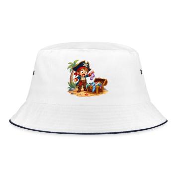 Garçon pirate et trésor en chaussettes - Bob - blanc/marine - Devant