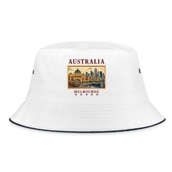 Australia Melbourne Vintage Tour - Bucket Hat - white/navy - Front