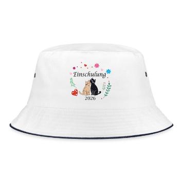 Einschulung 2026  - Bucket Hat - Weiß/Navy - Vorne