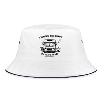 Vanlife Flucht Auszeit - Bucket Hat - Weiß/Navy - Vorne