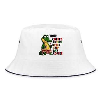 Coffee Lover Alligator - Bucket Hat - white/navy - Front