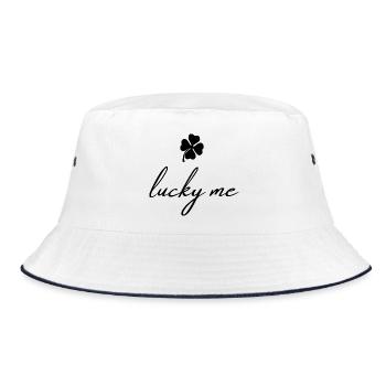 Lucky Me | Lucky Clover Shirt | Minimalist - Bucket Hat - white/navy - Front