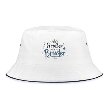 Großer Bruder Stolz Krone Liebe - Bucket Hat - Weiß/Navy - Vorne