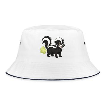 Puffender Skunk Cartoon - Bucket Hat - Weiß/Navy - Vorne