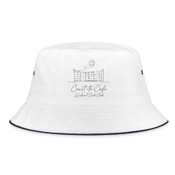 Pickleball Line Art Shirt – Minimalist Court-to-Ca - Bucket Hat - white/navy - Front