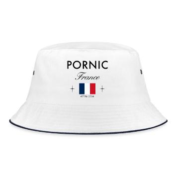Pornic Frankreich Koordinaten Reise Souvenir - Bucket Hat - Weiß/Navy - Vorne