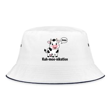  Kuh Moo Nikation Lustige Kuh Für Kinder Bauernhof - Bucket Hat - Weiß/Navy - Vorne