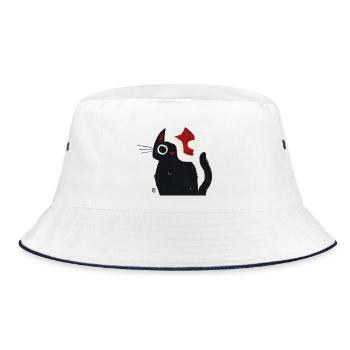 Chat noir avec chapeau de Père Noël - Bob - blanc/marine - Devant