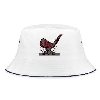Golfschlaeger Abschlag Grafik - Bucket Hat - Weiß/Navy - Vorne